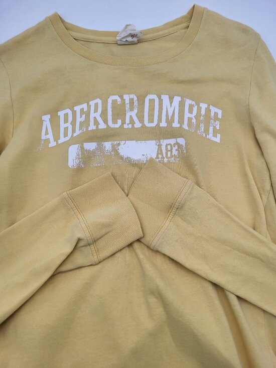 Abercrombie & Fitch Tops - Abercrombie & Fitch VTG Girls XL Long Sleeve Graphic Tee Yellow Distressed y2k
